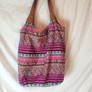 UNIONBAY Multicolor Bag With Leather  Straps and bottom